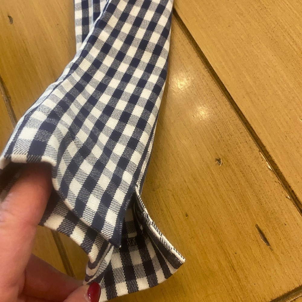 Ann Taylor Women’s Gingham Checkered Pants Elastic Waist Size 0 blue white - Picture 11 of 12
